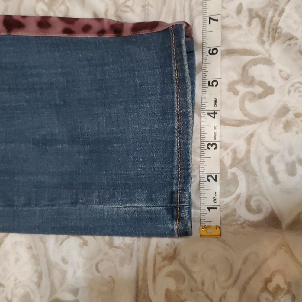 Chico's So Slimming Girlfriend Slim Leg Ankle Animal Print Trim Size 12R Jeans - Picture 14 of 14